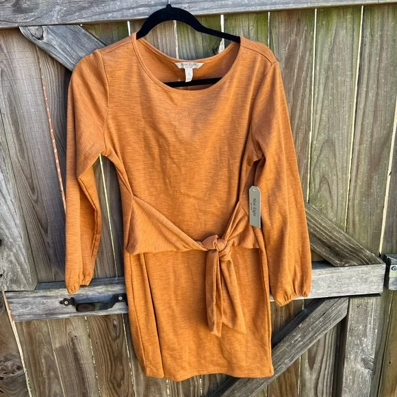 👗Elegant Nine Eight Orange Long-Sleeve Dress - Picture 5 of 12